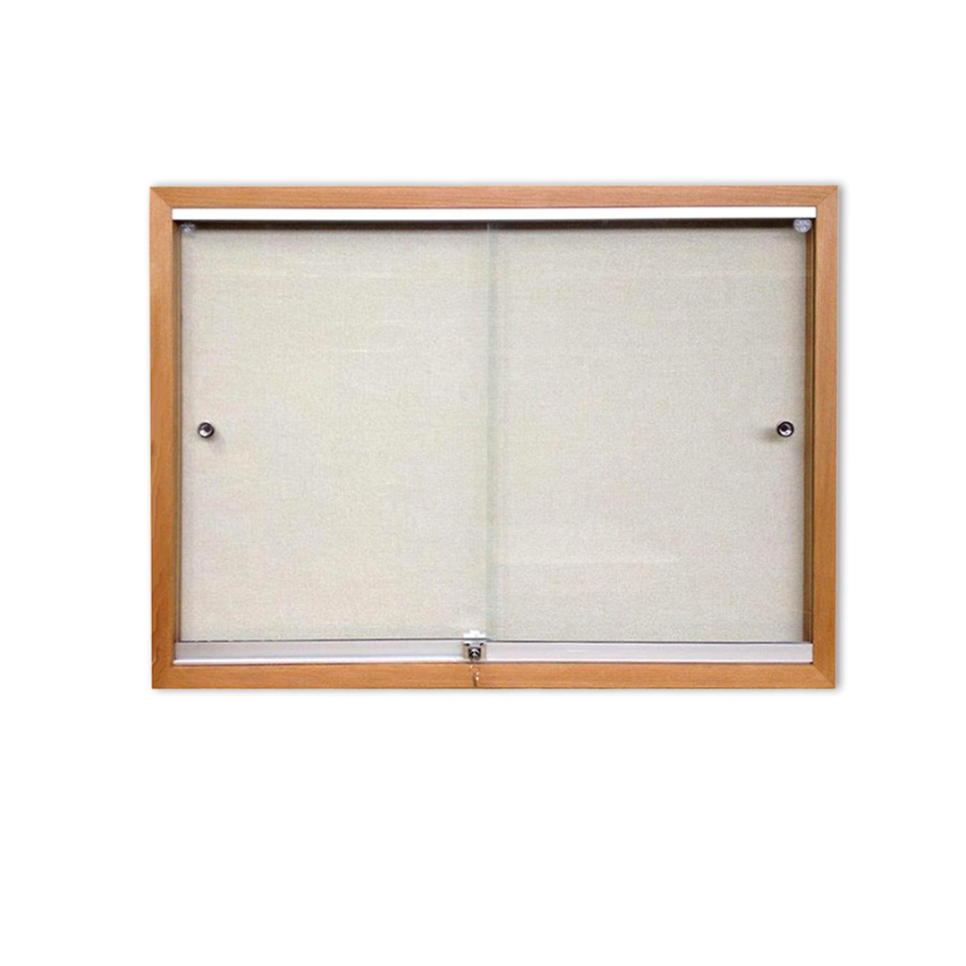 INDOOR LOCKABLE NOTICEBOARD with glass sliding doors & timber frame image 0